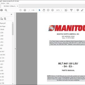 Manitou MLT 845 120 LSU S4-E3 Parts Manual 51900004 - PDF DOWNLOAD
