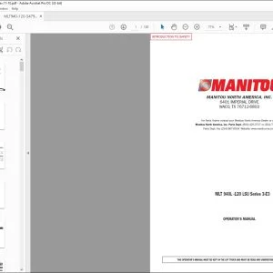 Manitou MLT 940L-120 LSU Series 3-E3 Operator's Manual 547980AS - PDF DOWNLOAD