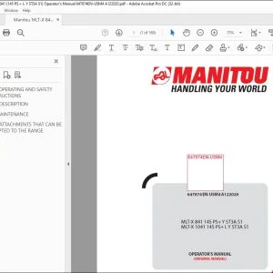 Manitou MLT-X 841 145 PS+ Y ST3A S1 MLT-X 1041 145 PS+ L Y ST3A S1 lift Truck Operator's Manual 647874 - PDF DOWNLOAD