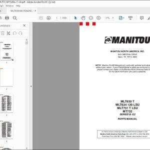 Manitou MLT630 T MLT634 120 LSU MLT731 T LSU MT732 SERIES B-E2 Parts Manual 547845P - PDF DOWNLOAD