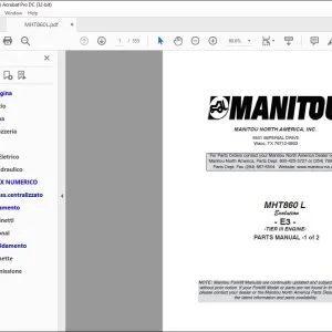 Manitou MLT860 L Evolution E3 Tier III Engine Parts Manual 648435P - PDF DOWNLOAD