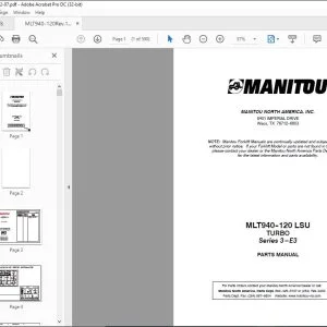 Manitou MLT940-120 LSU TURBO Series 3-E3 Parts Manual 547980P - PDF DOWNLOAD