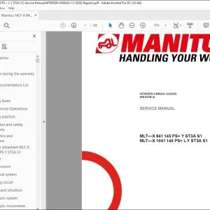 Manitou MLT—X 841 145 PS+ Y ST3A S1 MLT—X 1041 145 PS+ L Y ST3A S1 Lift Truck Service Manual 647885EN-USM2 - PDF DOWNLOAD