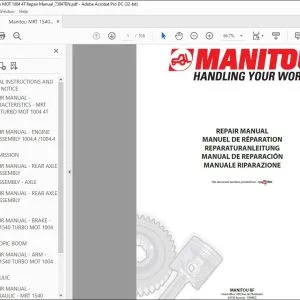 Manitou MRT 1540 Turbo MOT 1004 4T Repair Manual 73847EN - PDF DOWNLOAD