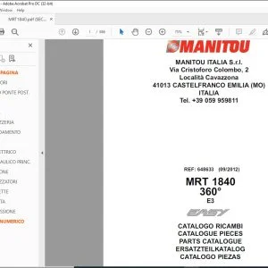 Manitou MRT 1840 360° E3 Easy Parts Catalogue Manual 648633 - PDF DOWNLOAD