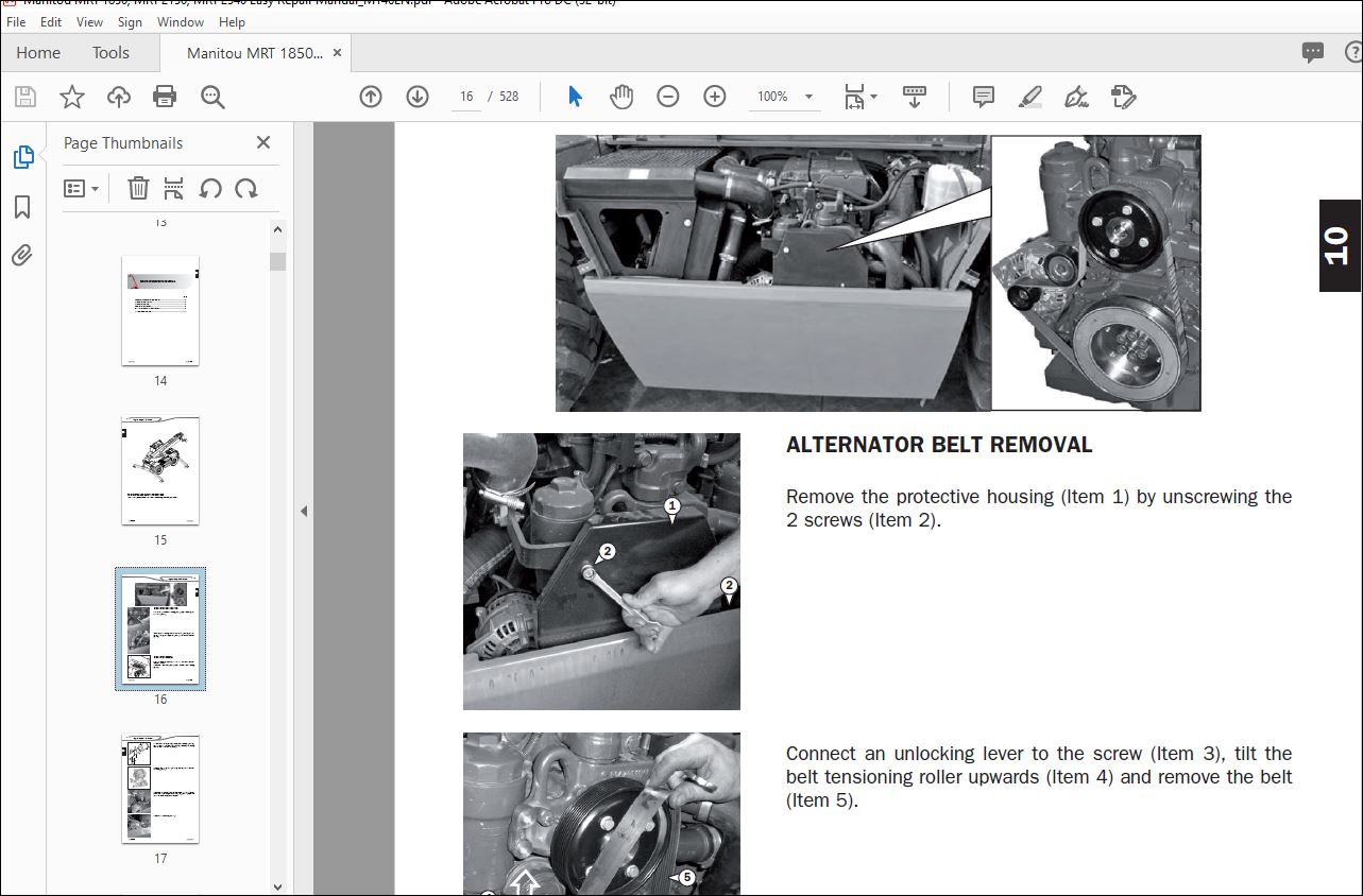 Manitou MRT 1850 MRT 2150 MRT 2540 EURO 3 Lift Truck Repair Manual ...