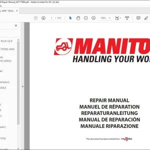 Manitou MRT 1850 PLUS-E3 MRT 2150 PLUS-E3 MRT 2540 PLUS-E3 Lift Truck Repair Manual 647175 - PDF DOWNLOAD