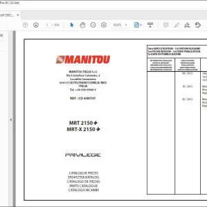 Manitou MRT 2150 MRT-X 2150 Privilege Parts Catalogue Manual - PDF DOWNLOAD