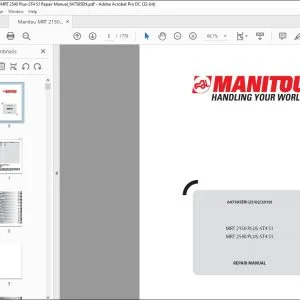 Manitou MRT 2150 PLUS-ST4 S1 MRT 2540 PLUS-ST4 S1 Lift Truck Repair Manual 647585 - PDF DOWNLOAD