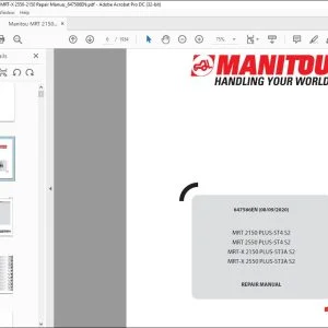 Manitou MRT 2150 PLUS-ST4 S2 MRT 2550 PLUS-ST4 S2 MRT-X 2150 PLUS-ST3A S2 MRT-X 2550 PLUS-ST3A S2 Lift Truck Repair Manual - PDF DOWNLOAD