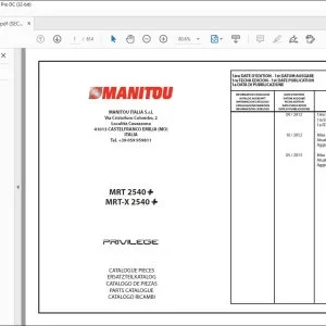 Manitou MRT 2540 MRT-X 2540 Privilege Parts Catalogue Manual - PDF DOWNLOAD