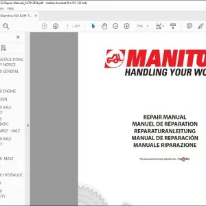 Manitou MRT MI 60 H Serie 1-E2 MI 70 H Serie 1-E2 Lift Truck Repair Manual 547913 - PDF DOWNLOAD