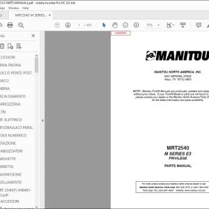 Manitou MRT2540 M SERIES E3 PRIVILEGE Parts Manual 648401 - PDF DOWNLOAD