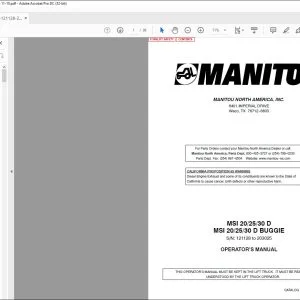 Manitou MSI 20 25 30 D MSI 20 25 30 D BUGGIE Forklift Truck Operator's Manual 547041AS - PDF DOWNLOAD
