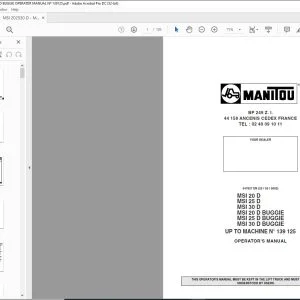 Manitou MSI 20 D MSI 25 D MSI 30 D MSI 20 D BUGGIE MSI 25 D BUGGIE MSI 30 D BUGGIE Forklift Truck Operator Manual 547827 - PDF DOWNLOAD