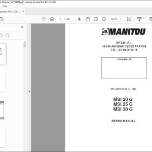 Manitou MSI 20 G MSI 25 G MSI 30 G Lift Truck Repair Manual 547774 - PDF DOWNLOAD