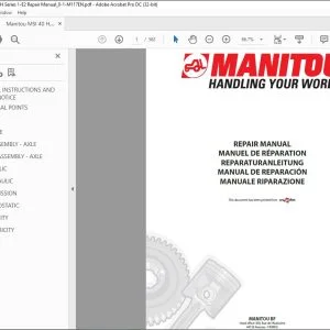 Manitou MSI 40 H Série 1-E2 MSI 50 H Série 1-E2 Lift Truck Repair Manual 0-1-M117 EN - PDF DOWNLOAD