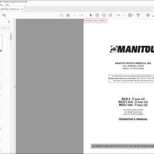 Manitou MSI30 D TI Series 2-E2 MSI30 D Turbo TI Series 1-E2 MH25-4 Turbo TI Series 2-E2 Operator's Manual 547876AS - PDF DOWNLOAD
