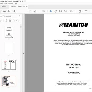Manitou MSI30D Turbo Series 1-E2 Parts Manual 547924 - PDF DOWNLOAD