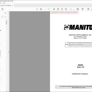Manitou MSI50H Series 1-E2 Forklift Truck Operator's Manual 547886AS - PDF DOWNLOAD
