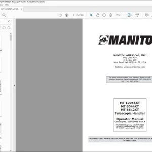Manitou MT 10055XT MT 8044XT MT 6642XT Telescopic Handler Operator Manual 50960001 - PDF DOWNLOAD