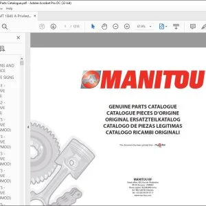 Manitou MT 1044 A PRIVILEGE MT 1440 A PRIVILEGE MT 1840 A PRIVILEGE MT 1058 A PRIVILEGE Genuine Parts Catalogue Manual 547964 - PDF DOWNLOAD