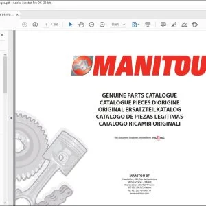 Manitou MT 1058 H PRIVILEGE MT 1044 H PRIVILEGE MT 1440 H PRIVILEGE MT 1840 H PRIVILEGE Genuine Parts Catalogue Manual 260671MOD - PDF DOWNLOAD