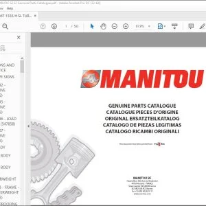Manitou MT 1335 H SL TURBO ULTRA S2 E2 MT 1745 H SL TURBO ULTRA ORH RC S2 E2 MT 1335 H SL TURBO MONO ULTRA ORH S2 E2 MT 1335 H SL TURBO ULTRA Parts Manual 547858 - PDF