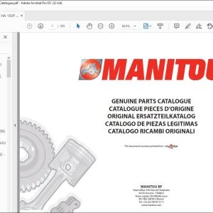 Manitou MT 1440 HA 100P ST4 S1 MT 1840 HA 100 ST4 S1 Maniscopic Genuine Parts Catalogue Manual 647596 - PDF DOWNLOAD