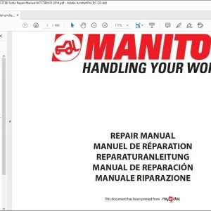 Manitou MT 1440 ST3B MT 1840 ST3B MT 1440 A ST3B MT 1840 A ST3B Telehandler Repair Manual 647173EN - PDF DOWNLOAD