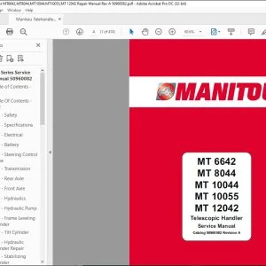 Manitou MT 6642 MT 8044 MT 10044 MT 10055 MT 12042 Telescopic Handler Service Manual 50960082 - PDF DOWNLOAD