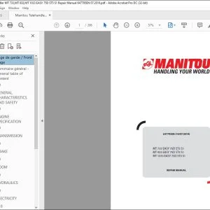 Manitou MT 733 EASY 75D ST5 S1 MT 933 EASY 75D ST5 S1 MT 1033 EASY 75D ST5 S1 Telehandler Repair Manual 647795EN - PDF DOWNLOAD