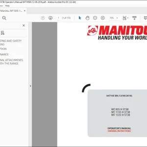 Manitou MT 835 H ST3B MT 1135 H ST3B MT 1335 H ST3B Forklift Truck Operator's Manual 647105 - PDF DOWNLOAD