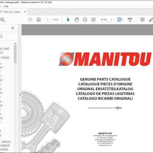 Manitou MT 845 MT 940 L MT 1233 S MT 1240 L MT 1330 SL MT 1337 SL + Turbo Genuine Parts Catalogue Manual 547762 - PDF DOWNLOAD