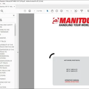 Manitou MT-X 1440 A E3 MT-X 1840 A E3 Lift Truck Operator's Manual 647144 - PDF DOWNLOAD