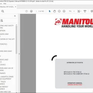 Manitou MT-X 625 H 75K ST3A S2 MT-X 625 H 75K COMFORT ST3A S2 Forklift Truck Operator's Manual 647808 - PDF DOWNLOAD