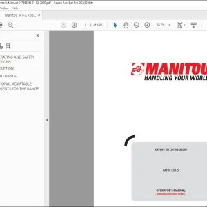 Manitou MT-X 733 S Forklift Truck Operator's Manual 647886 - PDF DOWNLOAD
