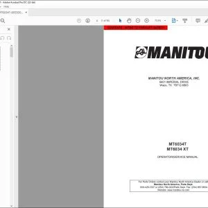 Manitou MT6034T MT6034 XT Forklift Truck Operator Manual 805930 - PDF DOWNLOAD