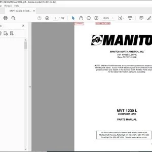 Manitou MVT 1230 L COMFORT LINE Parts Manual 648000 - PDF DOWNLOAD