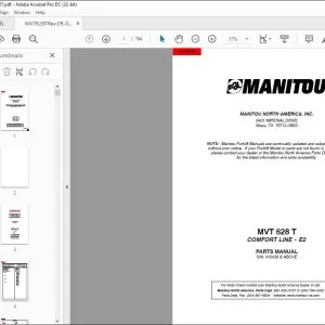 Manitou MVT 628 T COMFORT LINE - E2 Parts Manual 648221 - PDF DOWNLOAD