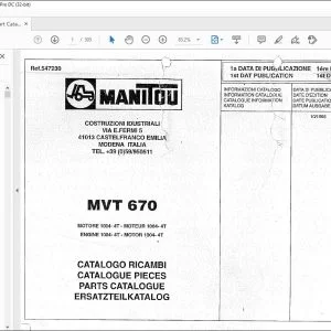 Manitou MVT 670 Parts Catalogue Manual - PDF DOWNLOAD