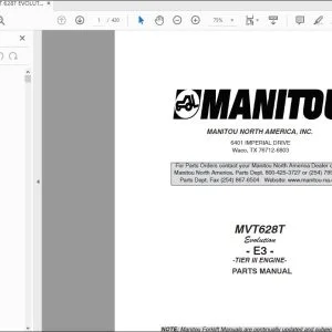 Manitou MVT628T Evolution E3 Tier III Engine Parts Catalogue Manual 648489P - PDF DOWNLOAD