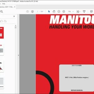 Manitou MXT 1740 ( With Perkins engine ) Lift Truck Repair Manual 53111319EN - PDF DOWNLOAD