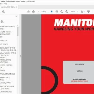 Manitou MXT 840 Lift Truck Operator Manual 53109859EN - PDF DOWNLOAD