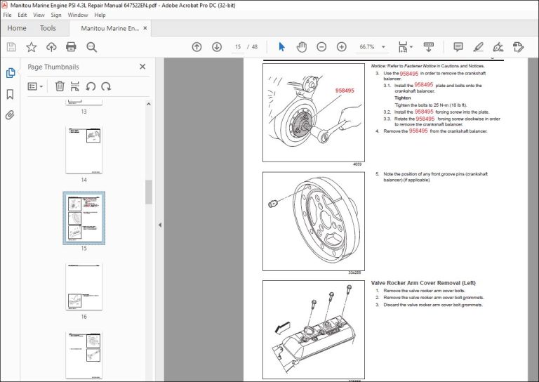 Manitou Marine Engine PSI 4.3L Repair Manual 647522EN - PDF DOWNLOAD ...