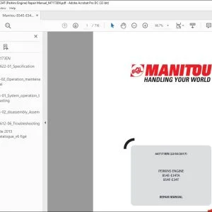 Manitou PERKINS ENGINE 854E-E34TA 854F-E34T Lift Truck Repair Manual 647173EN - PDF DOWNLOAD