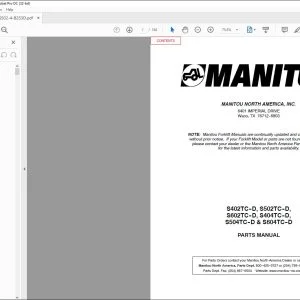 Manitou S402TC-D S502TC-D S602TC-D S404TC-D S504TC-D & S604TC-D Forklift Parts Manual B253 - PDF DOWNLOAD