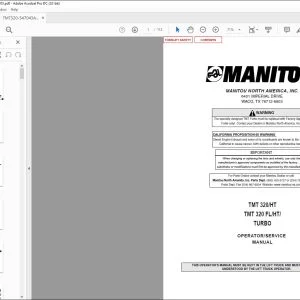 Manitou TMT 320 HT TMT 320 FL HT TURBO Forklift Truck Operator Manual 547043AS - PDF DOWNLOAD