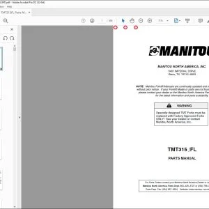 Manitou TMT315 FL Forklift Trucks Parts Manual 547633P - PDF DOWNLOAD