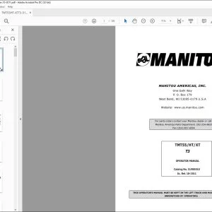Manitou TMT55 HT XT T3 Forklift Truck Operator's Manual 51900010 - PDF DOWNLOAD
